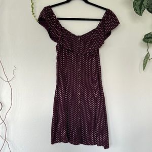 American Eagle maroon polka dot mini dress